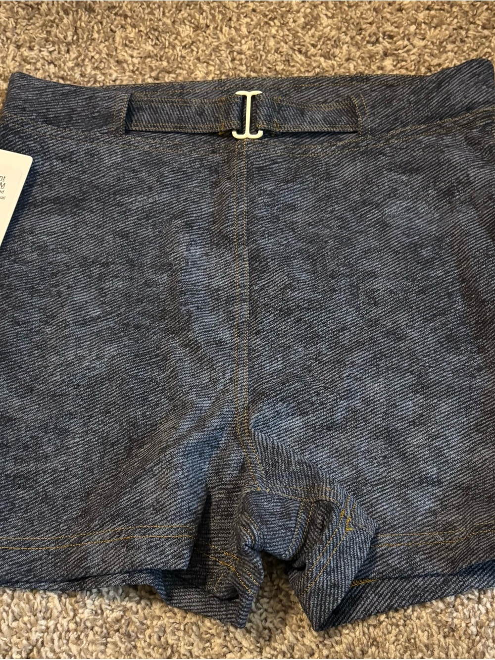 lululemon athletica Heathered Blue Athletic Shorts with Silver Buckle